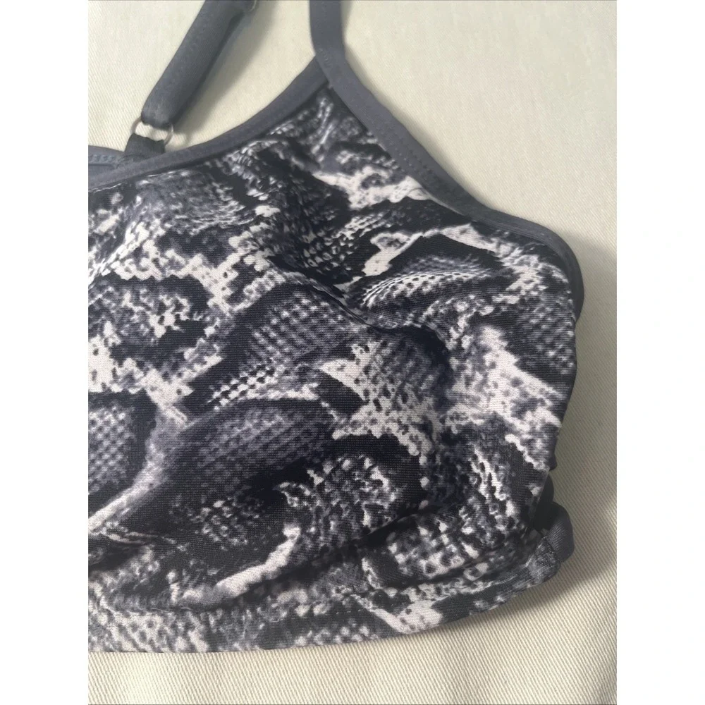 Kona‎ Sol Women's Med Bikini Top Bra - Gray White Pattern Padded
